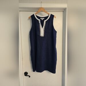 Tommy Bahama Linen Navy Tunic with White Accents